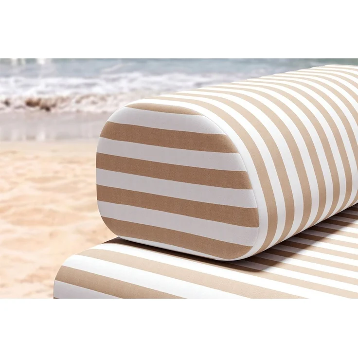 Gestreifte Outdoor-Chaiselongue, weiß und braun – Bild 2