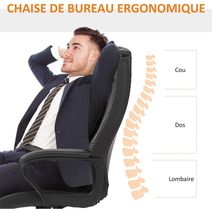 MELAYR, Bürostuhl mit Massagefunktion, ergonomischer Bürostuhl, hoher Komfort, höhenverstellbar, 78 x 35 x 66 cm, Braun – Bild 6
