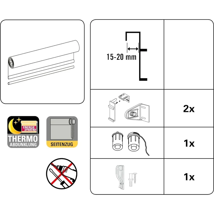 Seitenzugrollo Thermo Klemmrollo Energiesparend, my home, ohne Bohren, freihängend, Klemmfix, abdunkelnd mit Thermobeschichtung – Bild 5