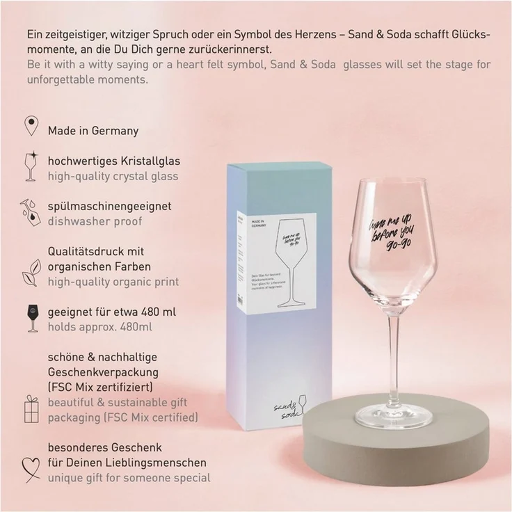 Sand & Soda 9500016 Modernes Weinglas mit trendigem Spruch Holy Aperoly, in Geschenkbox – Made in Germany – Bild 3