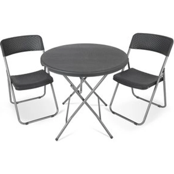 Sekey Balkonset Balkonmöbel Set 2 Personen Platzsparend Balkonset aus Polyrattan, (3-tlg), Gartentisch und 2 Gartenstuhl Klappbar Gartenmöbel für Balkon Terrasse – Bild 6