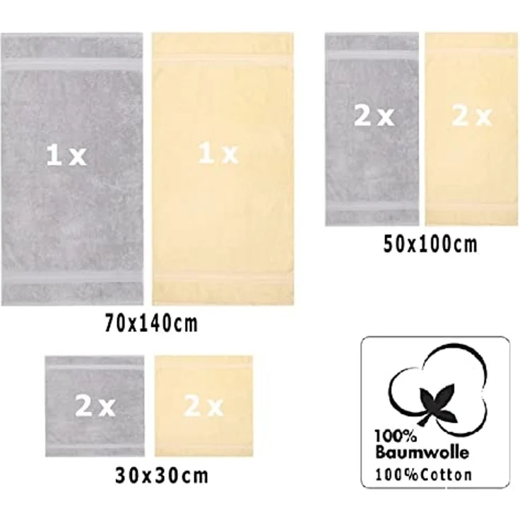 Betz Handtuch Set 10 TLG. Handtuch Set GOLD Farbe beige & Silbergrau, 100% Baumwolle (Set, 10-St), 2 Duschtücher 4 Handtücher 4 Seiftücher – Bild 2