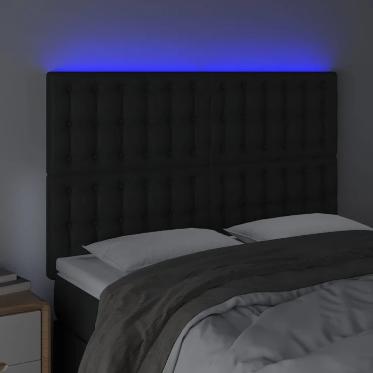 vidaXL LED Kopfteil Schwarz 144x5x118/128 cm Kunstleder 3122514 – Bild 3