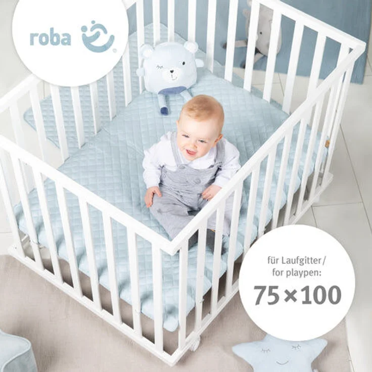 roba Laufgittermatratze - Matratze für alle Laufgitter 75 x 100 cm - Weiß gesteppt – Bild 8