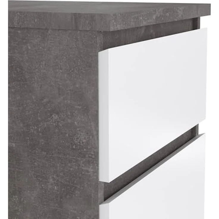 Dmora - Kommode Joelle, Mehrzweckkommode, Schlafzimmerkommode, Schrank mit Schubladen, 50x40 h111 cm, Zement und Weiß – Bild 7