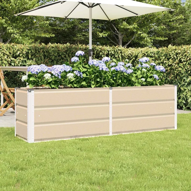 vidaXL Pflanzkübel Elfenbein 160 x 40 x 45 cm Stahl 42018082 – Bild 1