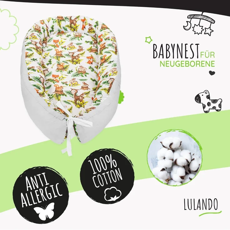 LULANDO® Babynest - Standard 100 von Oeko-Tex - multifunktionales Kuschelnest für Babys und Säuglinge - Nestchen - Reisebett - 100% Baumwolle - antiallergisch - hergestellt in der EU – Bild 3