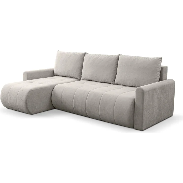 Selsey 'Timmone' Ecksofa mit Schlaffunktion & Bettkasten, Chenille, Universal, Hellbeige – Bild 1