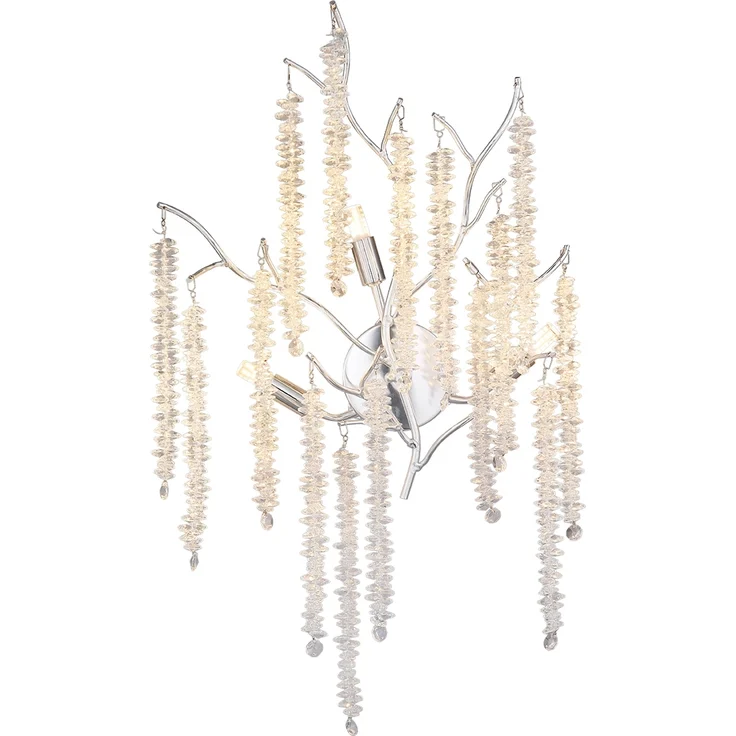 Ausgefallene LED Wandlampe Silber Chrom mit Kristall, Höhe 60cm – Bild 2