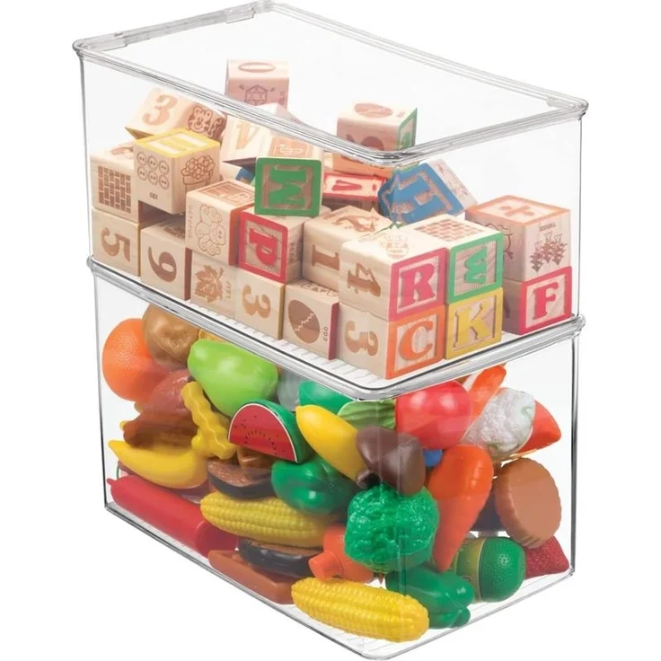 Spielzeugaufbewahrung stapelbare Kiste Organizer mit Deckel mDesign durchsichtig – Bild 8