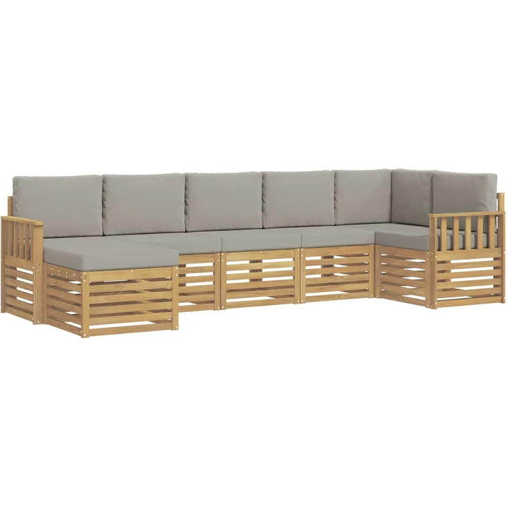 vidaXL Outdoor-Sofagarnitur 6 stk. 6-Sitzer Weiß und Hellgrau 3392186 – Bild 2