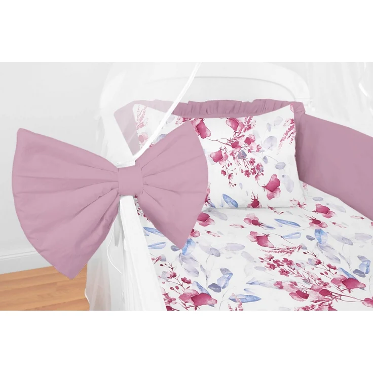 Amilian Babybettwäsche Set 7-teilig - Bettwäsche 100x135 - Kissenbezug 40x60 - mit Himmel, Chiffonhimmel, 7 teilig, Komplett-Set für Babybett, Gitterbett - Kinderbettwäsche – Bild 2