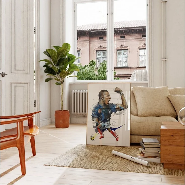 JUSTGOODMOOD Poster Premium ® Mbappe Fußball Jubel Poster · Wasserfarben · ohne Rahmen – Bild 4