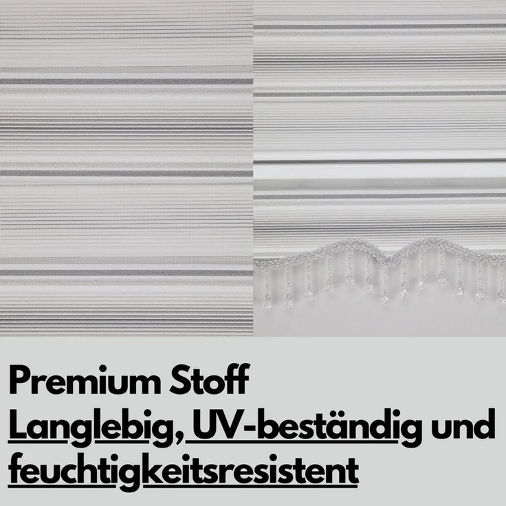 Doppelrollo Doppelrollo Klemmfix ohne bohren für Fenster und Türen mit Perlen, Plisseeonline, blickdicht, Klemmfix, Klemmfix, Jalousie freihängend mit Klemmträger, Seitenzugrollo, einfache Montage – Bild 2