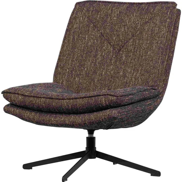 Drehsessel Milaro aus weichem Webstoff, modern und drehbar, Braun Melange, bequeme Polsterung