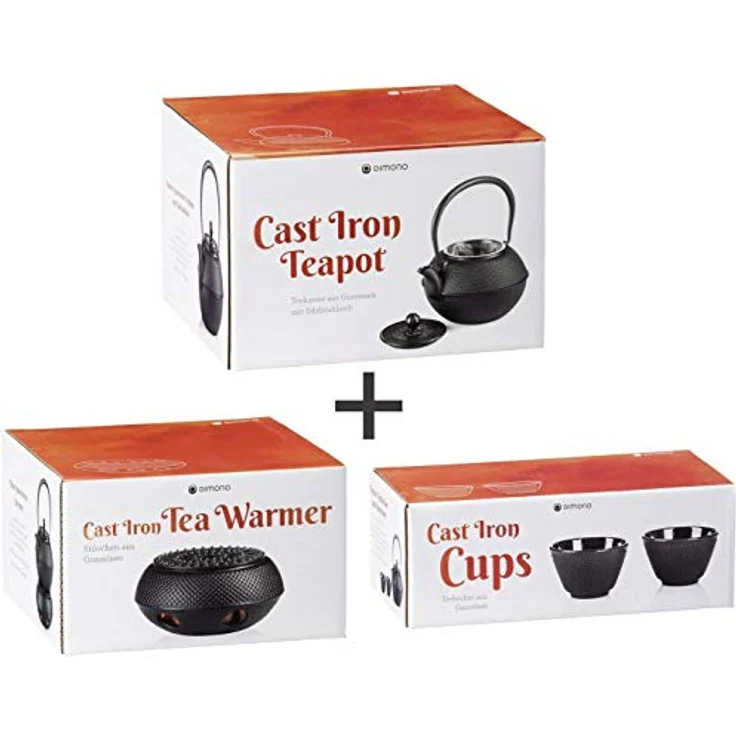 Dimono Teekanne Gusseisen Teebecher Teetassen, (Traditionelles Tee-Set), Emaille – Bild 8