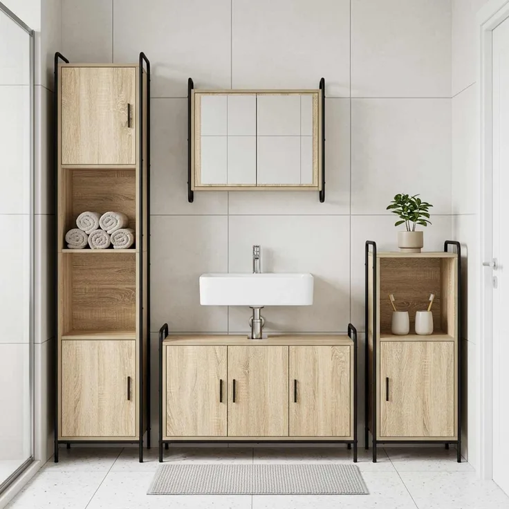 vidaXL Badezimmerschrank-Set 2 stk. Sonoma-Eiche 65,5 x 34 x 61 cm 3444478