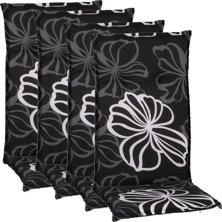 NYVI Hochlehnerauflage Hochlehner Auflagen 4er Set Barcelona - Gartenstuhlauflagen 118x50cm, (4 St), Stuhlauflage, Sitzauflage mit Halteband, UV-fest, Blumen Floral – Bild 4