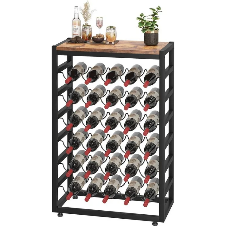YOLEO Weinregal Flaschenregal für 30 Flaschen 6 Etagen mit Tischplatte 59 x 30 x 88 cm