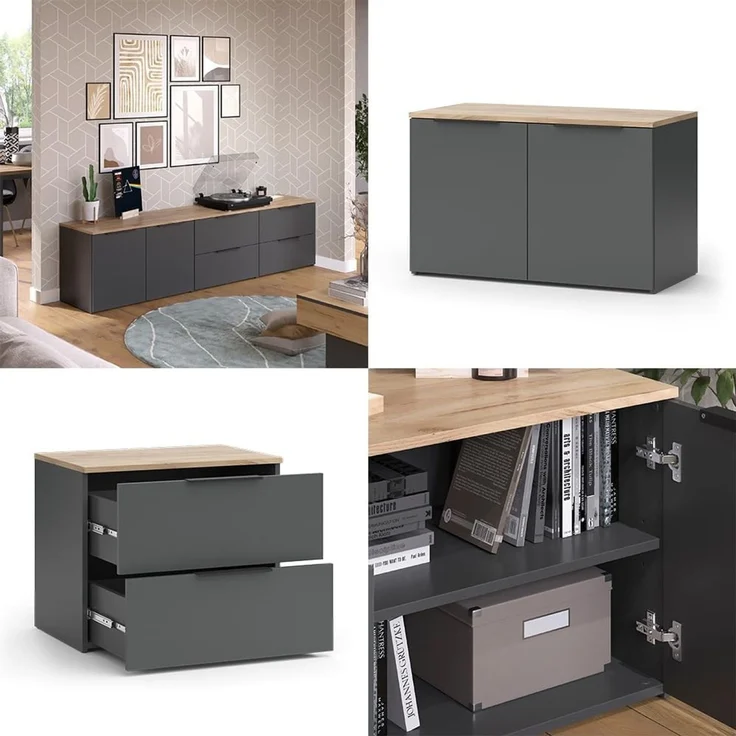 Wohnwand Wido Anthrazit 3 Teile Vicco – Bild 8