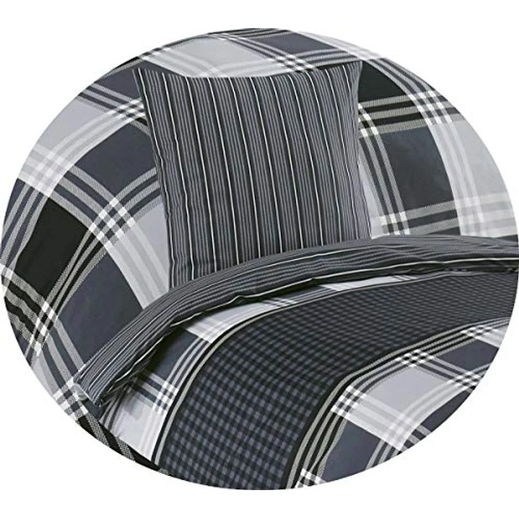 Buymax Bettwäsche Wendebettwäsche, Bettbezug-Set, 100% Baumwolle Renforce, 3 teilig, 200x220 cm, Reißverschluss, hochwertig, Grau, Anthrazitgrau – Bild 5