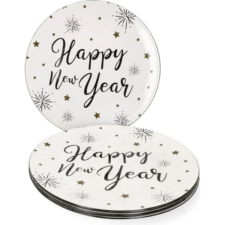 MamboCat Servierplatte 6er Set Platzteller Happy New Year 33cm weiß - 2005642 – Bild 4