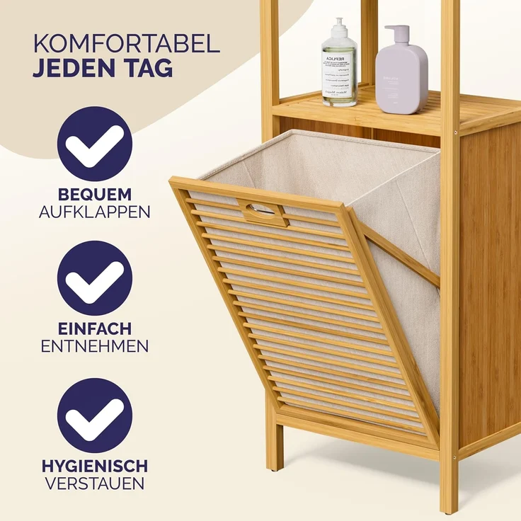 CASARIA® Wäschekorb, 2 Stück, Bambus natur, 30 x 40 x 95 cm – Bild 5