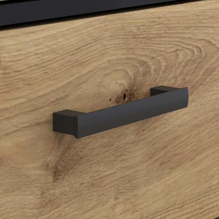 Forte MONISSA Kleiderschrank 140 150, moderner Drehtürenschrank, 3-türig, 2 Schubladen, Holzwerkstoff, Artisan Eiche Holzdekor|Schwarz, 144,4 cm breit x 200,1 cm hoch x 59 cm tief – Bild 11