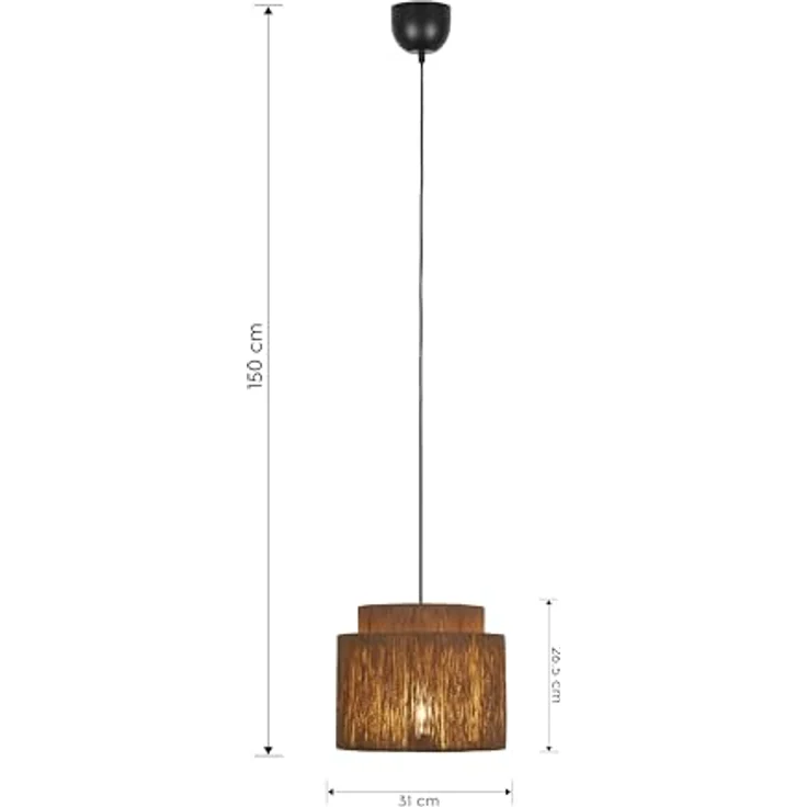TRIO Smilla Pendelleuchte, 31cm schwarz mit braunem Seil, E27 LED geeignet, für Wohnzimmer und Schlafzimmer – Bild 7