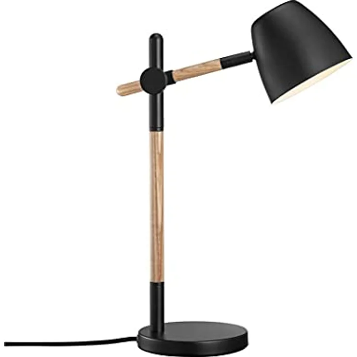Nordlux THEO Tischlampe, schwarz Holz, GU10 mit Kabelschalter, schwenkbar, 33x15x42,7cm – Bild 1