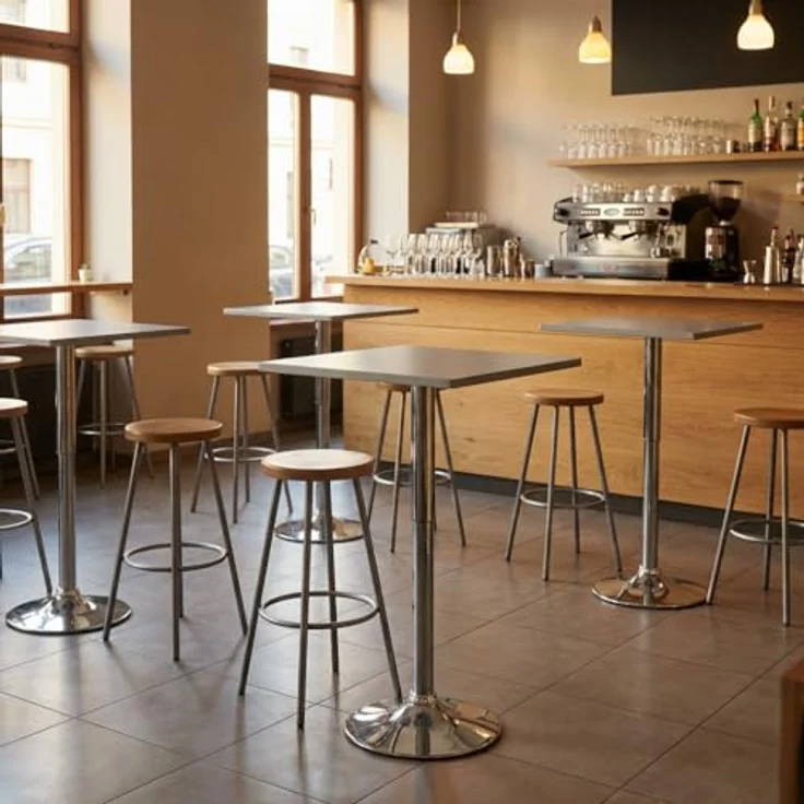 Brigros WeHome - Bartisch, hoher Couchtisch, höhenverstellbarer Couchtisch, quadratischer oder runder Tisch, Küchentisch erhältlich (Grau, Quadrat) – Bild 3