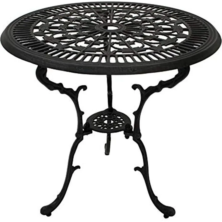 Tisch Jugendstil 70cm rund, Aluguss grau antik