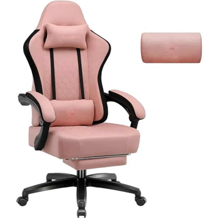 GTPLAYER Gaming-Stuhl Ergonomischer Gaming Sessel Schreibtischstuhl mit Stoffoberfläche (Pacekung), Federsitzkissen mit Fußstütze – Bild 2