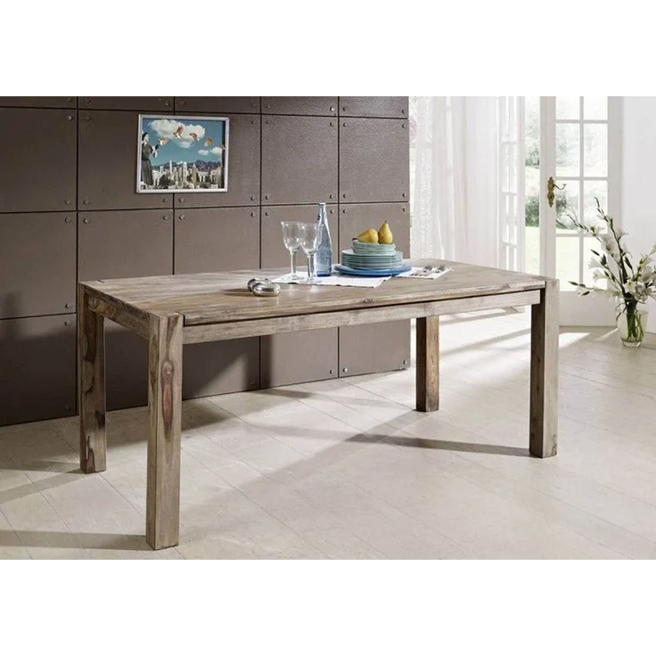 Esstisch Sheesham 120 x 90 x 76 grau geölt NATURE GREY #502 – Bild 5