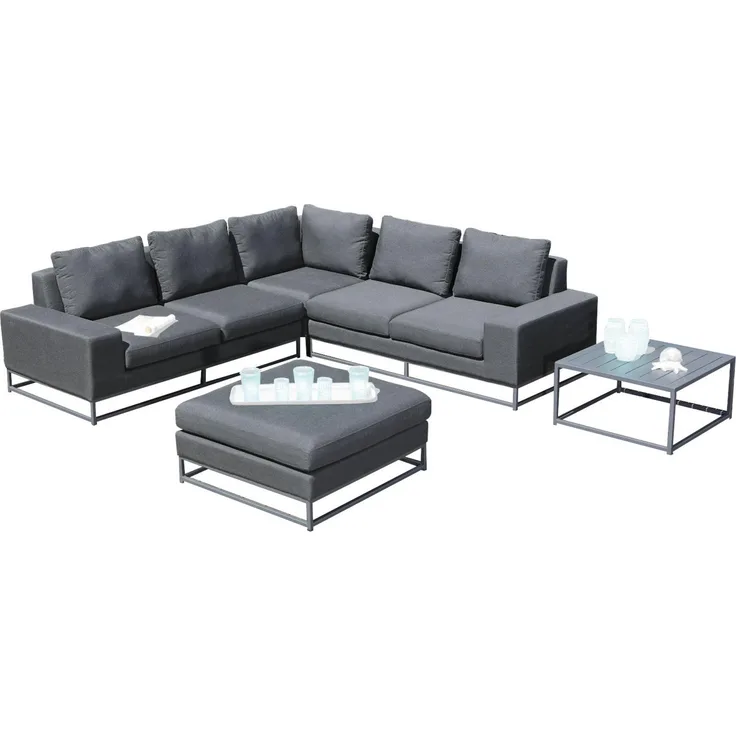 Sonnenpartner 5-teilige Lounge-Sitzgruppe Unique Aluminium mit Kissen anthrazit Loungesitzgruppe Sun