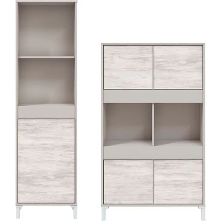 Wohnzimmer-Set >VANYA< (2-tlg.) in Kaschmir / Velho Weiß - 78x134x33 (BxHxT)