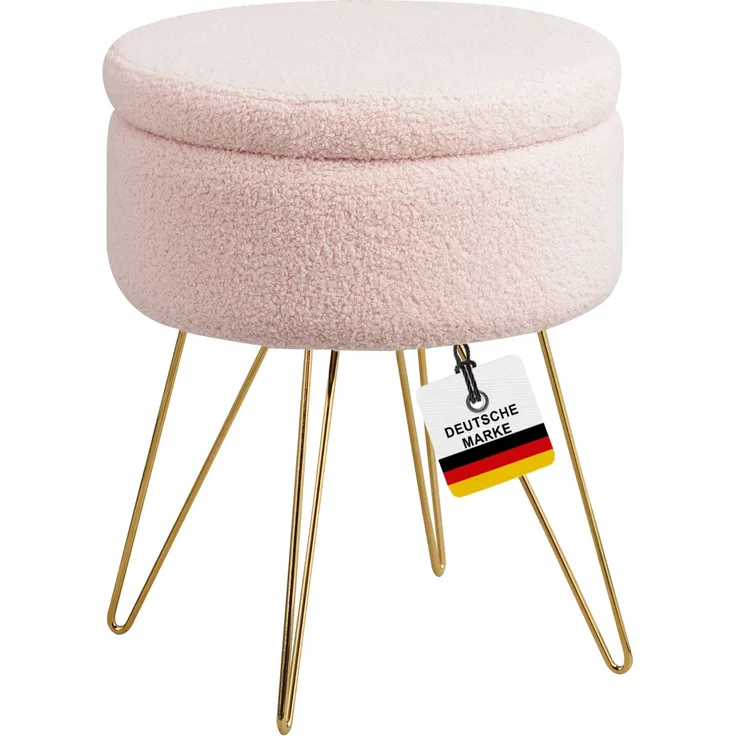 Albatros Hocker mit Stauraum Cannes Sitzhocker mit Stauraum, Modernes Design, Edler Sherpa-Bezug Sitztruhe Sitzbank mit Stauraum  optimal als Fußhocker Hocker Schminktisch, Rosa