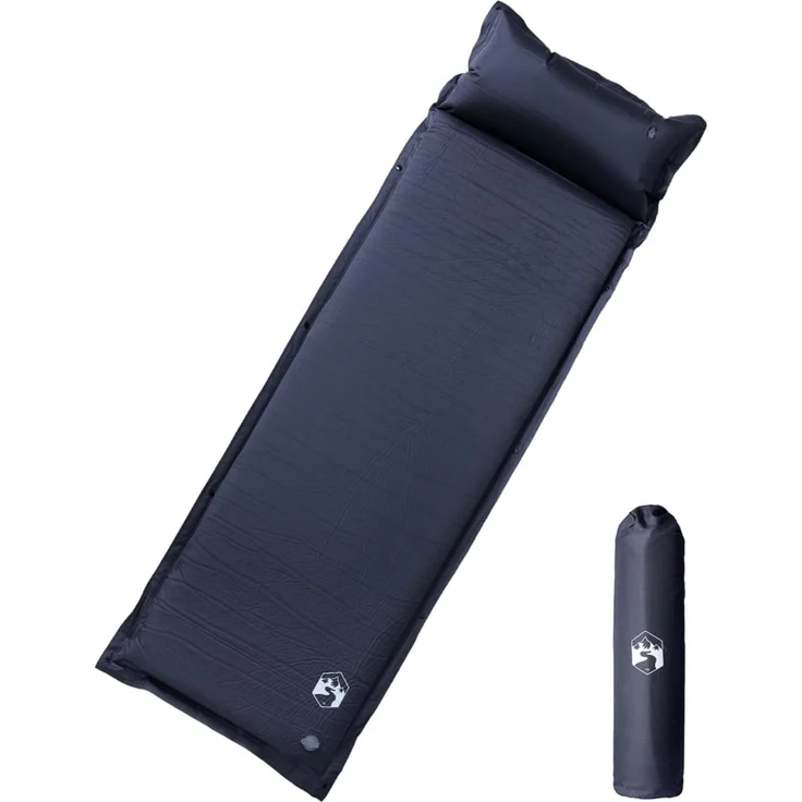 vidaXL Selbstaufblasende Isomatte mit Kissen Grau 4007123 – Bild 1