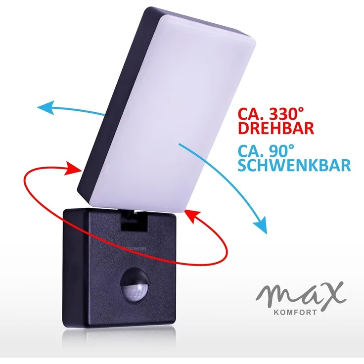 Maxkomfort Wandleuchte AGATE, LED fest integriert, Tageslichtweiß, Neutralweiß, 4000K, Außenwandleuchte – Bild 3