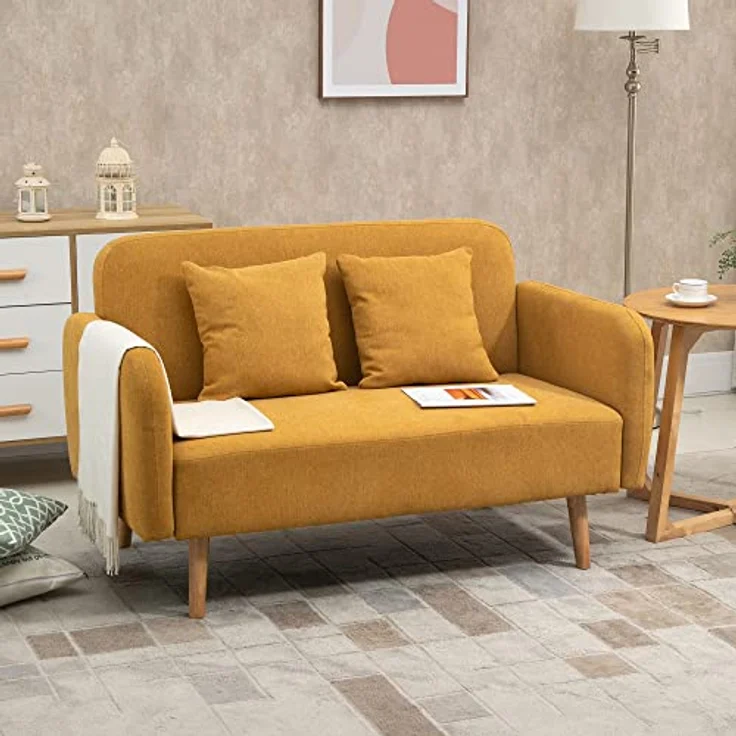 HOMCOM 2-Sitzer Doppelsofa mit Kissen und Anti-Rutsch Beinen – Bild 3