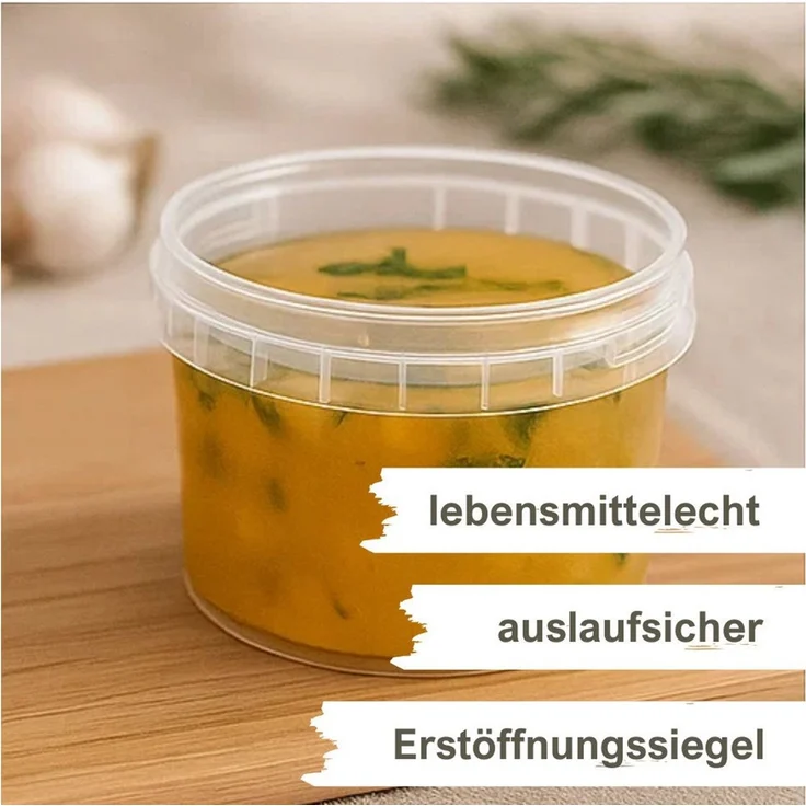 mikken Frischhaltedose Frischhaltebecher 280 ml Feinkostbecher Lebensmittelbehälter, (10-tlg), stapelbar, luftdicht, Heißabfüllung & Schockfrostung – Bild 4