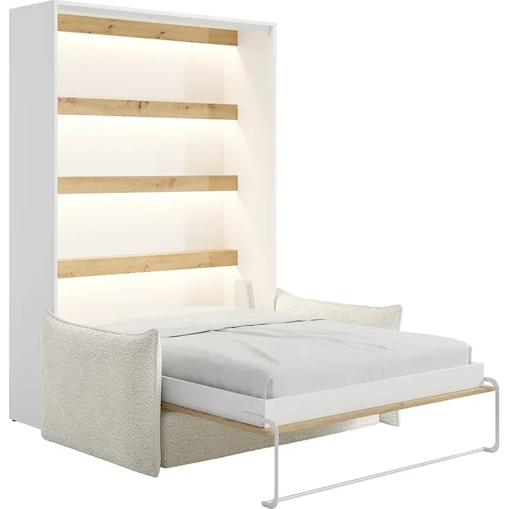Vente-unique - RAPILI Bett Holz, Platte BeigeWeiß - B 151 cm239,2 cm x H 225,2 cm x L 208 cm – Bild 3