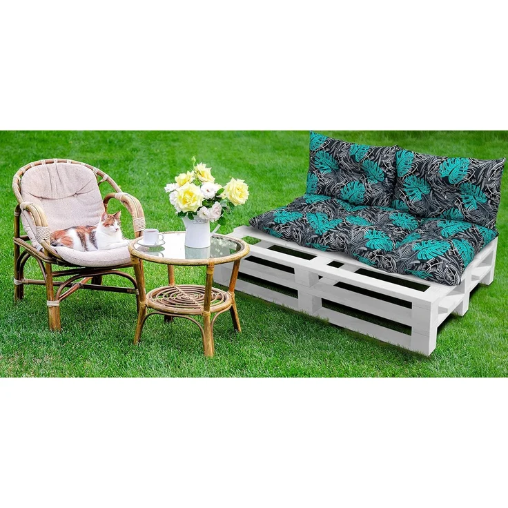 Amilian Stuhlkissen - Bankauflage - Gartenbankauflage - 60x120cm + 2 x 40x60cm, 3er Set - Gartenbankauflage - Pallettensitzkissen - Bankkissen – Bild 5