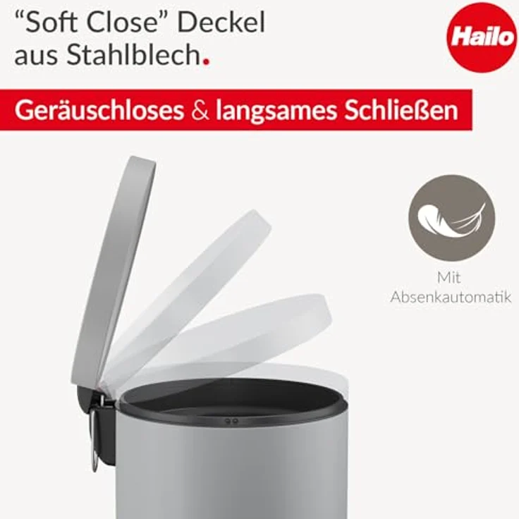 Hailo Tretabfallsammler Selekta 20 l D290xH435mm Stahlblech grau – Bild 4