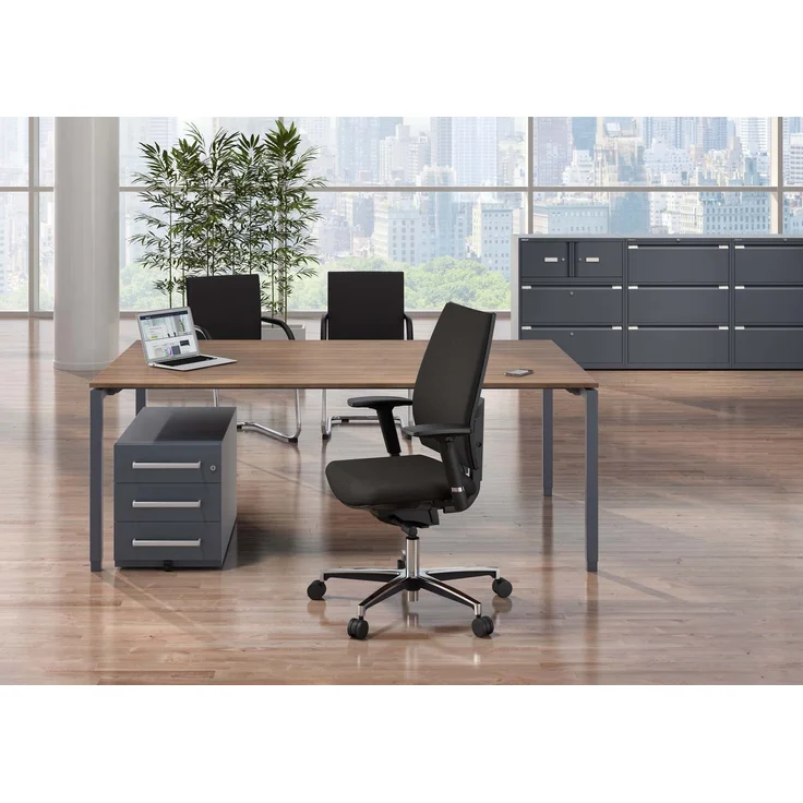 Cito Chefarbeitsplatz/Konferenztisch, 740 mm höhenfixes O-Gestell, H 19 x B 2400 x T 1200 mm, Dekor ahorn, Gestell silber – Bild 4