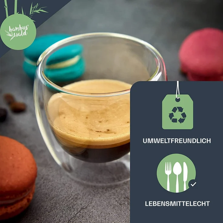 Kaffeeglas 100 ml Thermoglas handgemacht Borosilikatglas Klarglas – Bild 5
