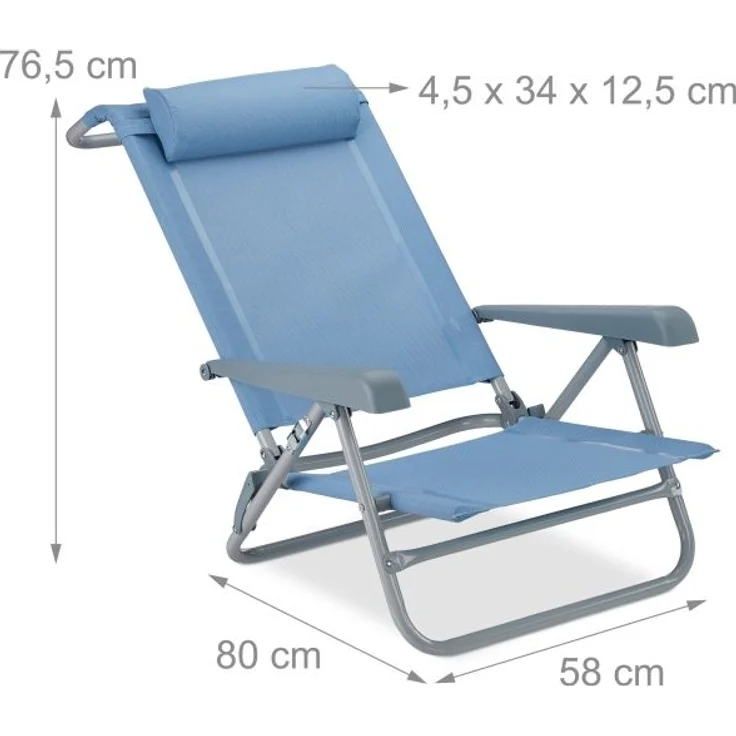 Klappbarer Liegestuhl mit Nackenkissen – Bild 4