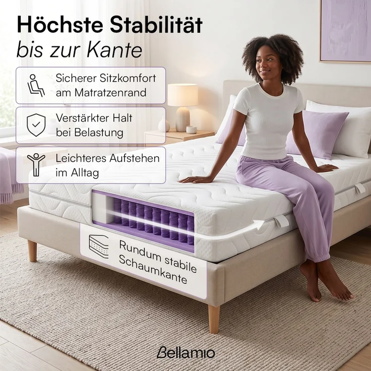 Bellamio 'Lift' Taschenfederkernmatratze 120x200cm, ergonomische 7 Zonen Matratze H3 mittelfest, punktelastisch, wendbar, atmungsaktiver & waschbarer Bezug, aus zertifizierten Materialien – Bild 5
