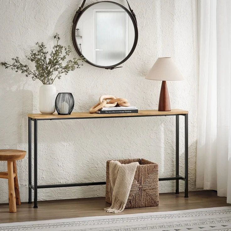 SoBuy FSB19-E Konsolentisch Flur, Metall, Pulverbeschichtung, Helle Eiche, 120 x 65 x 20 cm – Bild 9