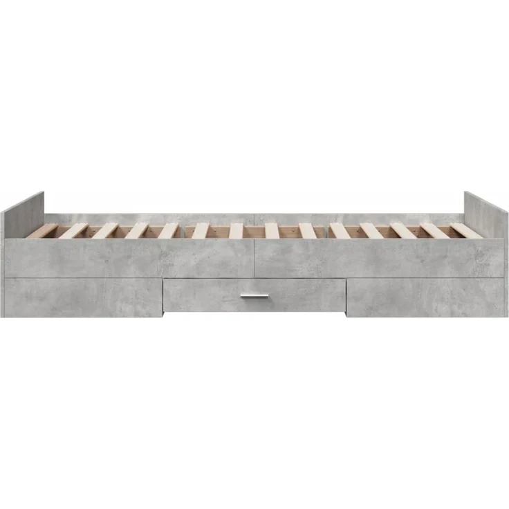 vidaXL Bettgestell mit Schubladen Betongrau 75x190 cm Holzwerkstoff 3280352 – Bild 5